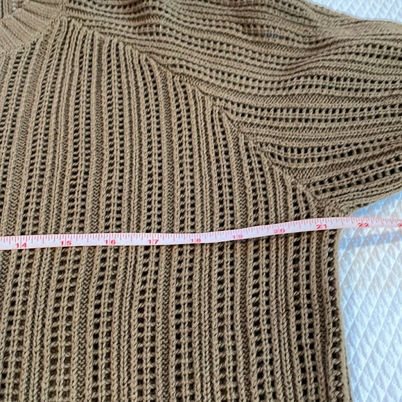 27 Miles Olive open knit sweater. Size M. Silk ribbon tie bottom. - Picture 9 of 10